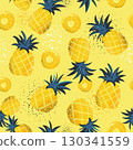 Tropical Pineapple Pattern Against a Yellow Background for Aesthetic Appeal 130341559