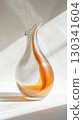 Strange abstract glass vase with bulbous asymmetric form and orange tint 130341604