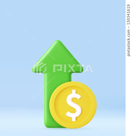 3d Profit growth symbol with upward arrow 130341619