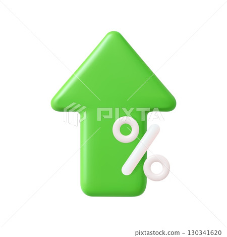 3d Arrow growth stock market with percent, 130341620