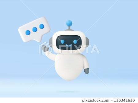 3D robot with speech bubble. 130341630