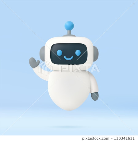 3d Happy robot. 3d ai character, chat bot. 3d Happy robot. 3d ai character, chat bot. 130341631