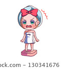 Surprised girl on a scale 130341676