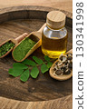 Natural moringaIngredients Display on wooden background 130341998