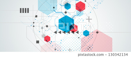 Abstract circuit technology concept background with particles 130342134