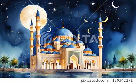 mosque background with ornament 130342271