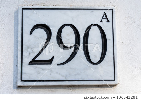 Close-up on the number 290 130342281