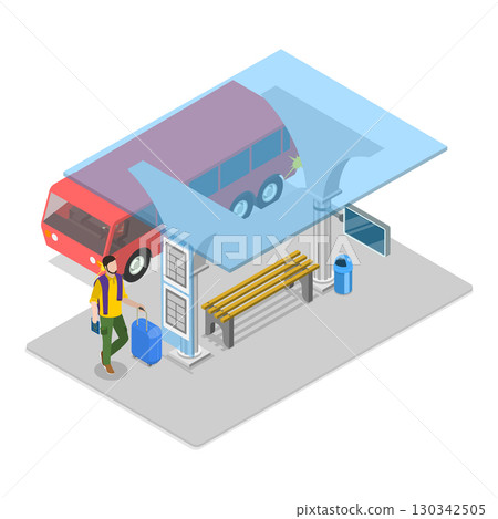 3D Isometric Flat Vector Illustration of Smart City Transport, Sustainable Transportation. Item 3 130342505