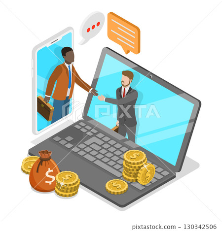 3D Isometric Flat Vector Illustration of Stakeholder Management, Partnership and Collaboration. Item 3 130342506
