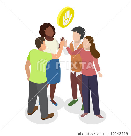 3D Isometric Flat Vector Illustration of Community Service, Health Care Support. Item 3 130342519