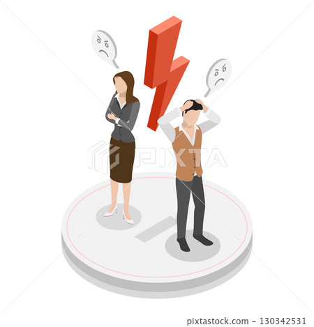 3D Isometric Flat Vector Illustration of Mediation, Resolving Conflicts Through Mediator. Item 3 3D Isometric Flat Vector Illustration of Mediation, Resolving Conflicts Through Mediator. Item 3 130342531
