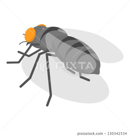 3D Isometric Flat Vector Set of Houseflies, The Pesky Insects Flying Inside. Item 3 130342534