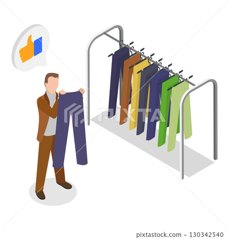3D Isometric Flat Vector Illustration of Recycling And Donation, Donating Garments To Charity. Item 2 3D Isometric Flat Vector Illustration of Recycling And Donation, Donating Garments To Charity. Item 2 130342540