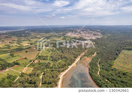 Aerial view of Vabriga Santa Marina harbor in Istria, Croatia. Aerial view of Vabriga Santa Marina harbor in Istria, Croatia. 130342661