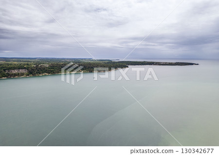 Aerial drone view of resort Lanterna peninsula. Istria, Croatia. 130342677