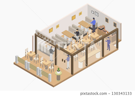 Isometric cafe room 130343133
