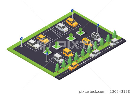 Isometric car parking 130343158