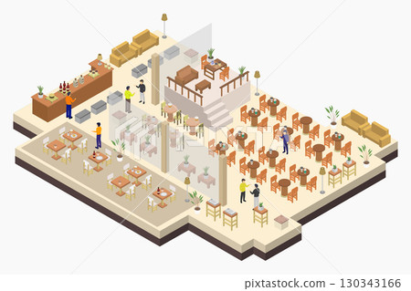 Isometric cafe room 130343166