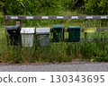 Various colorful roadside mailboxes in rural Sweden 130343695