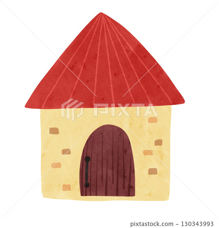 紅屋頂房子水彩手繪插畫 紅屋頂房子水彩手繪插畫 130343993