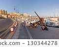 Anchor and boats in Heraklion marina in Heraklion Greece 130344278