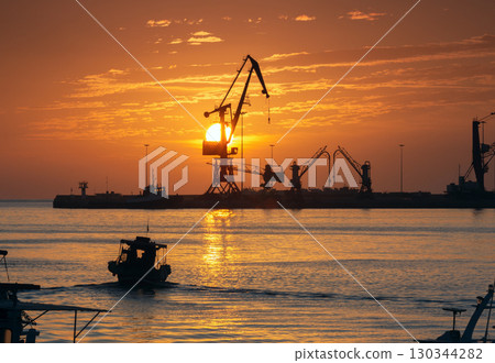 Port of Heraklion at sunrise in Heraklion Greece 130344282