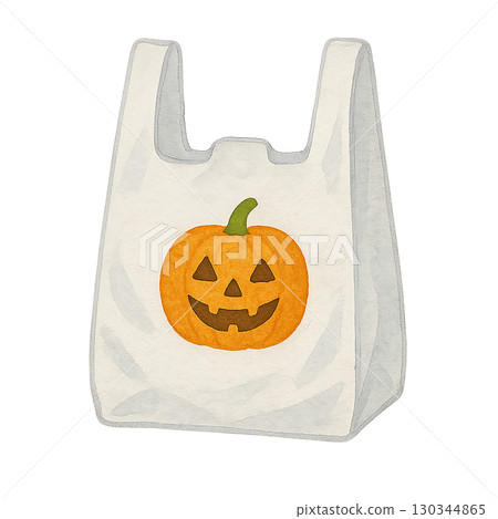 Jack-o'-lantern patterned Halloween shopping bag illustration 130344865