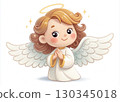 illustration with cute adorable cartoon angel 130345018