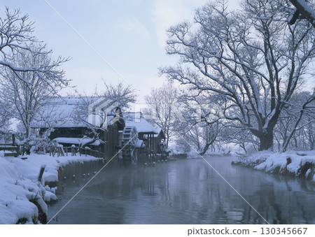 Winter Watermill Scene. High quality photo 130345667