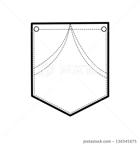 Jeans Angled Top-stitched Patch Pocket technical fashion illustration. Flat apparel template front view. Women, Jeans Angled Top-stitched Patch Pocket technical fashion illustration. Flat apparel template front view. Women, 130345875