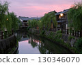 Sunset in a city with waterways 130346070