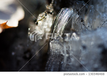 寒冷冬日早晨的霜柱 130346488