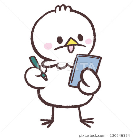 一隻白鳥做筆記的插圖 130346554