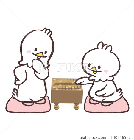 Illustration of a white bird playing shogi Illustration of a white bird playing shogi 130346562