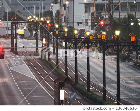 Tram tracks and lighting near Toyohashi Station 130346630