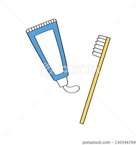 牙刷和牙膏的插圖 牙刷和牙膏的插圖 130346709