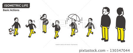 Isometric men's everyday poses vector illustration set Isometric men's everyday poses vector illustration set 130347044