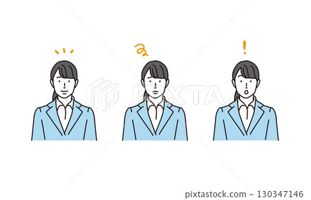 女商務人士臉部表情模式圖圖示集 130347146