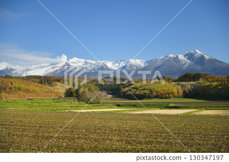 Crowned fall mountain range 130347197