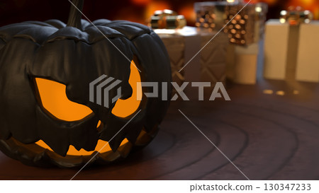 The Black Pumpkin for Halloween orHoliday concept 3d Rendering. The Black Pumpkin for Halloween orHoliday concept 3d Rendering. 130347233