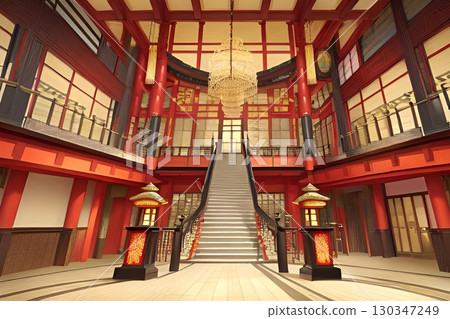 遊戲背景：日式城堡內部，天花板很高 130347249