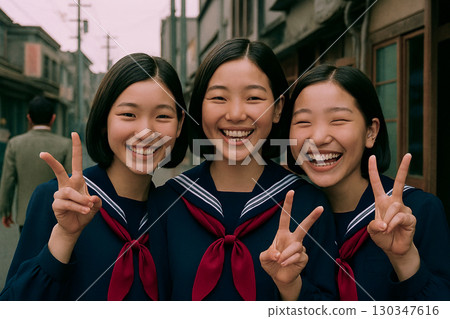 昭和時代的女高中生形象 昭和時代的女高中生形象 130347616