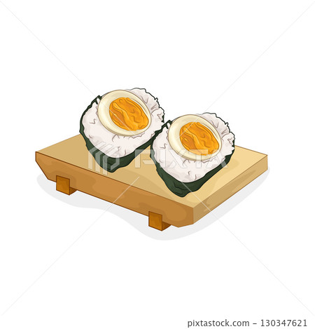 Illustration of Egg Onigiri Illustration of Egg Onigiri 130347621