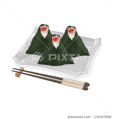 Illustration of Salmon Roe Onigiri  130347680