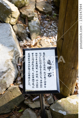 對馬島、綿津美神社、龜甲石解說牌 對馬島、綿津美神社、龜甲石解說牌 130347944