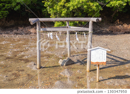 Tsushima Island, Watatsumi Shrine, Isora Ebisu and the Three-pillared Torii Gate 130347950