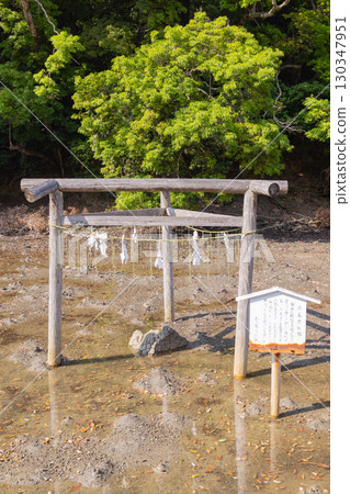 Tsushima Island, Watatsumi Shrine, Isora Ebisu and the Three-pillared Torii Gate 130347951