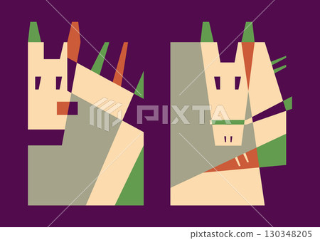 Geometric Horse Graphic Set (Retro Pop) Geometric Horse Graphic Set (Retro Pop) 130348205