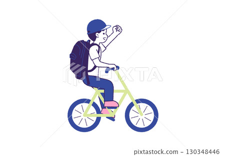 一名男子高興地騎自行車 130348446