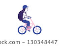 一位女士高興地騎自行車 130348447
